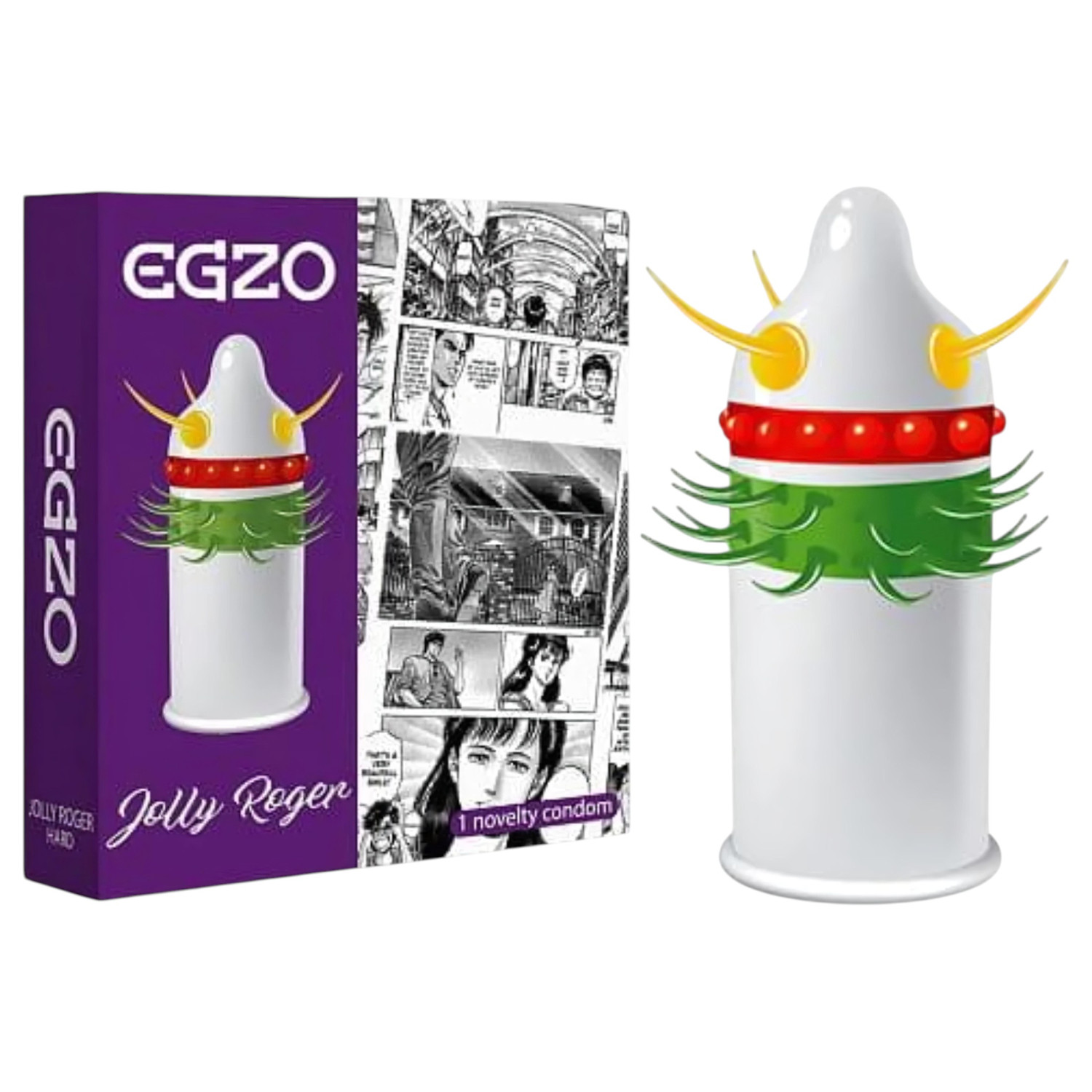 Egzo Jolly Roger - prezervativ s hroty a výstupky - 1 ks