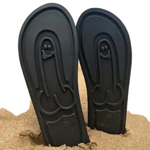 Flip-flop pantofle - penis motiv - černé - 44/45