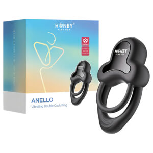 Honey Play Box Anello - vibrační erekční kroužek na penis a varlata - černý