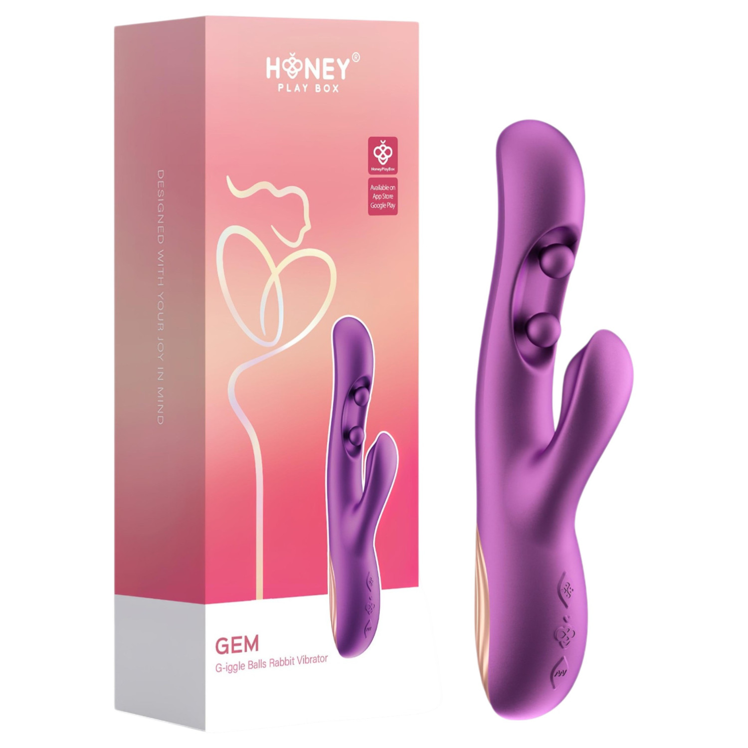Honey Play Box Gem - chytrý korálkový vibrátor na bod G a klitoris (fialový)