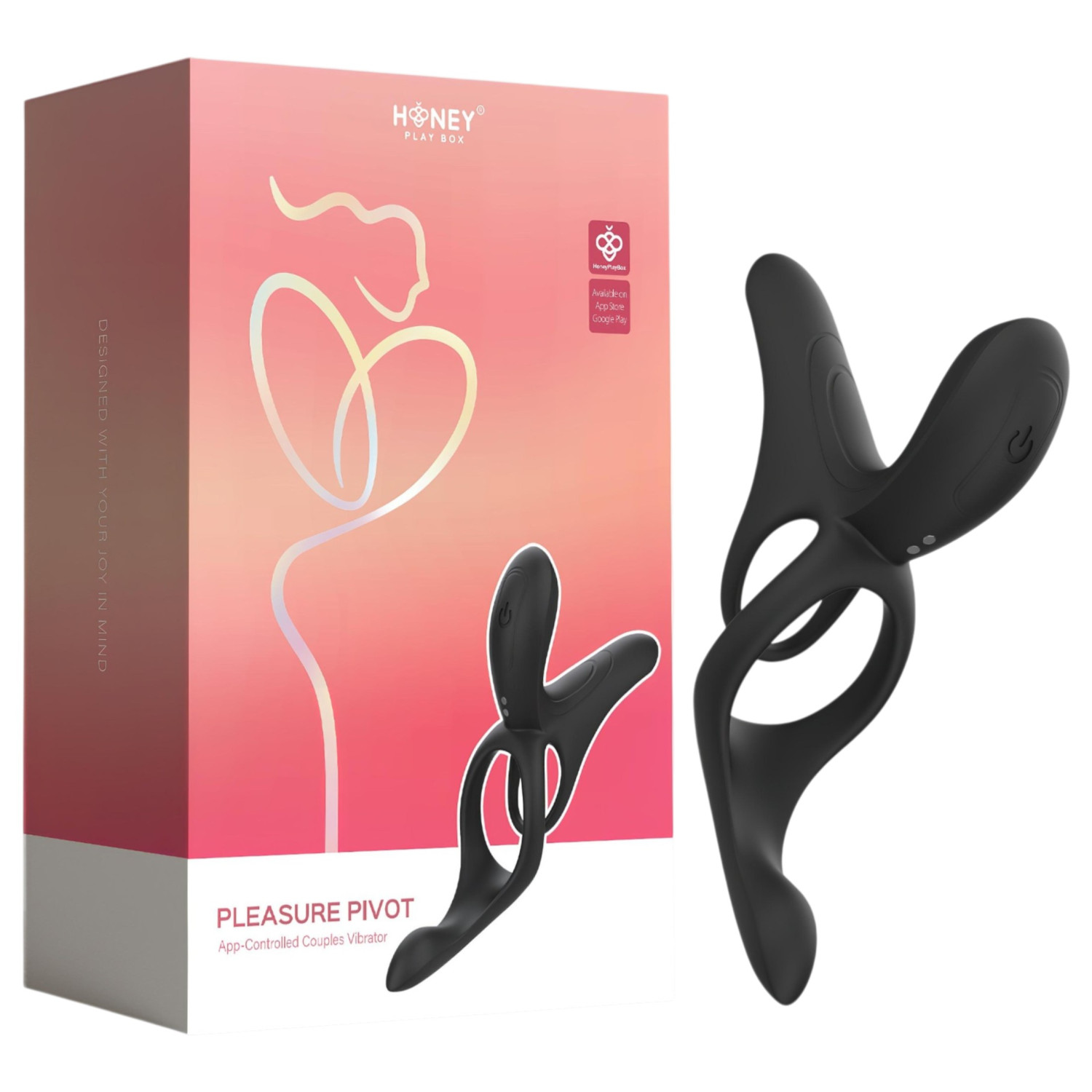 Honey Play Box Pleasure Pivot - chytrý vibrační kroužek na penis a varlata (černý)