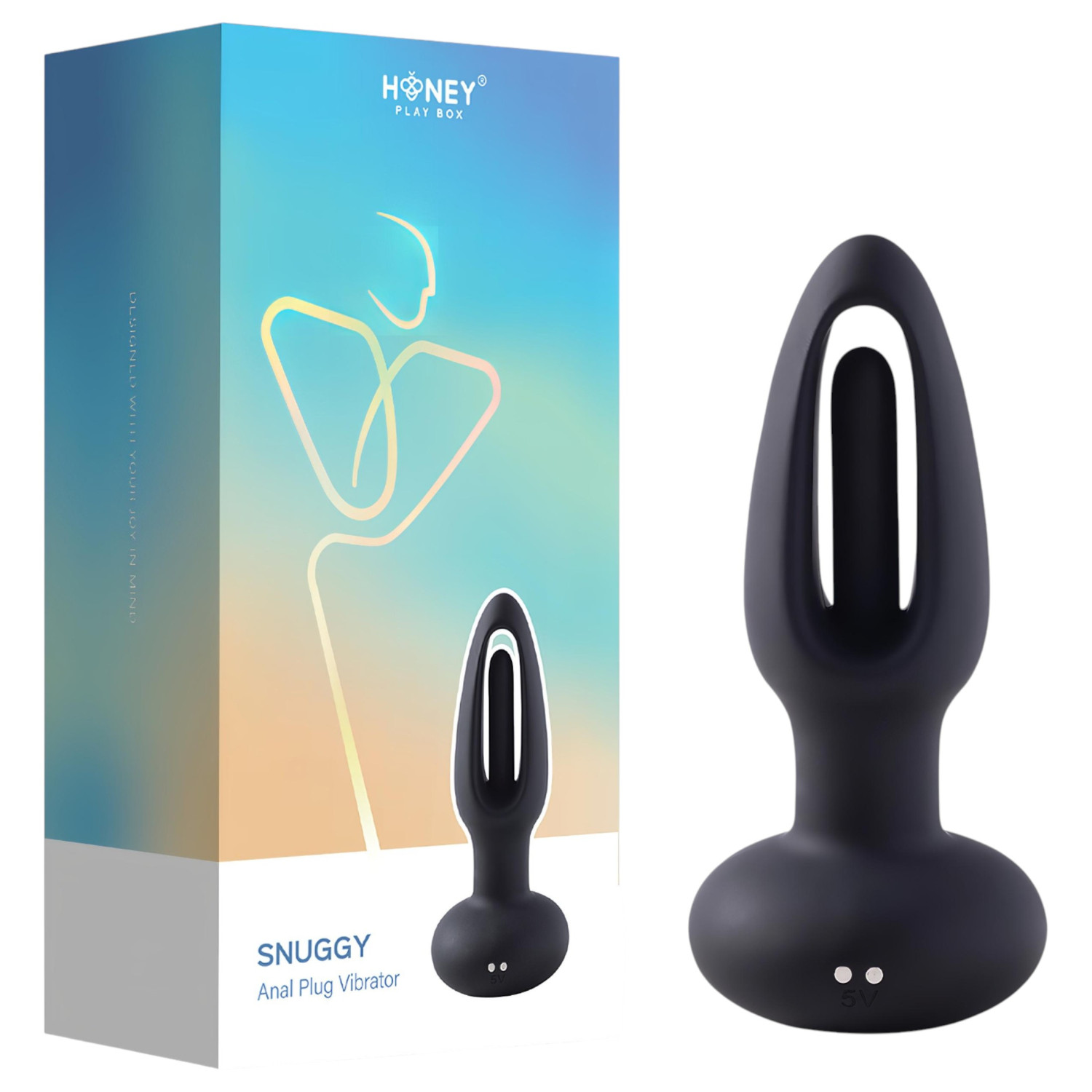 Honey Play Box Snuggy - anální vibrátor s jazýčkem - černý
