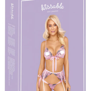 Kissable - dámské prádlo set - květinová výšivka - růžová