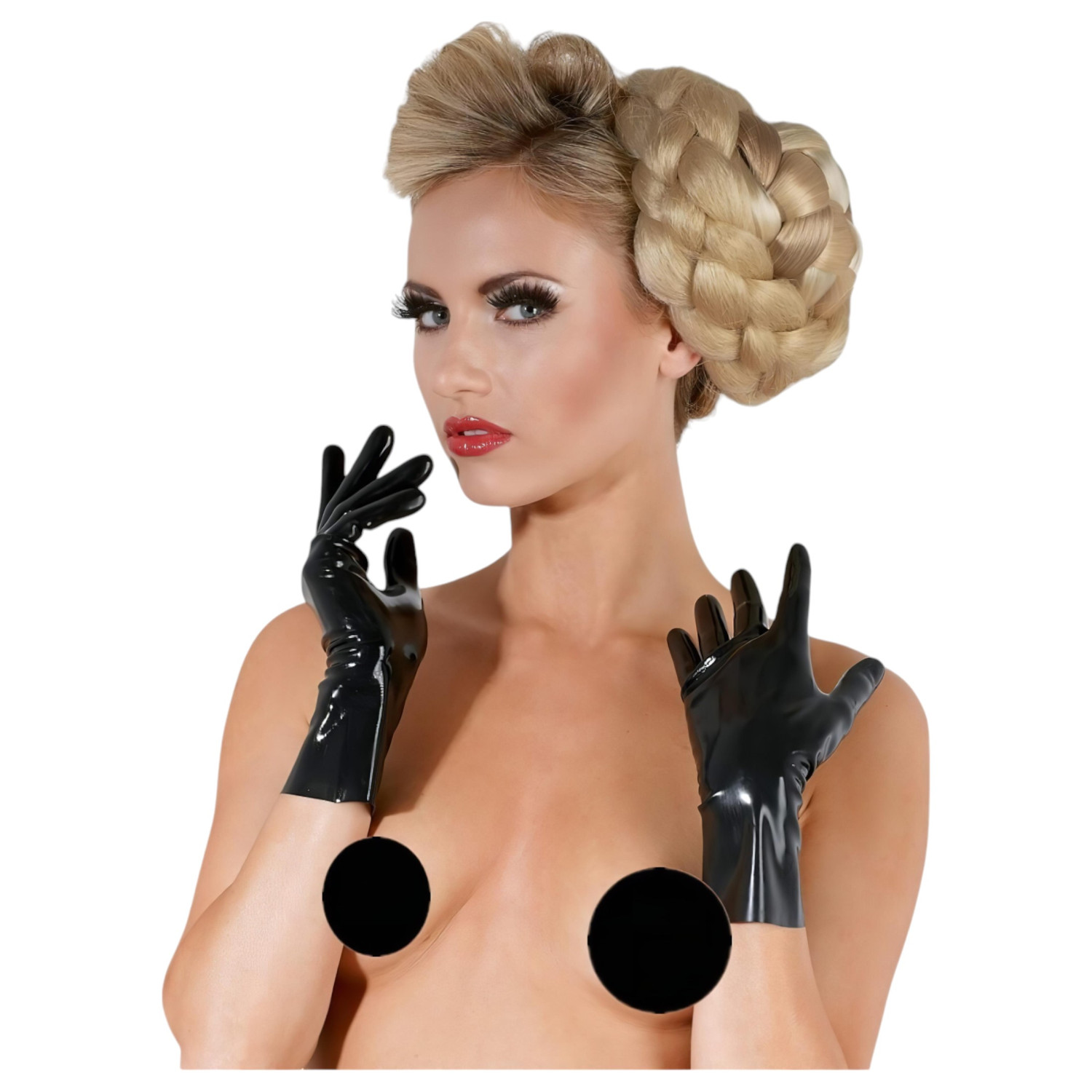 Latex - krátké unisex rukavice - černé