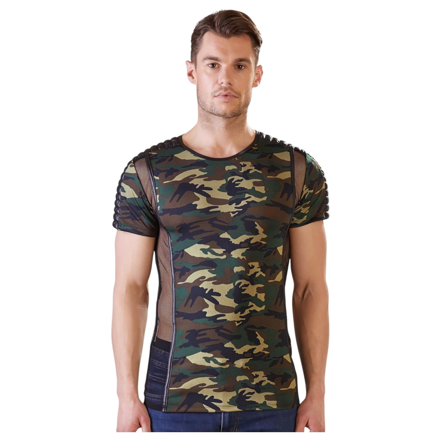 NEK - maskáčová pánská trička (zeleno-hnědá) - 2XL