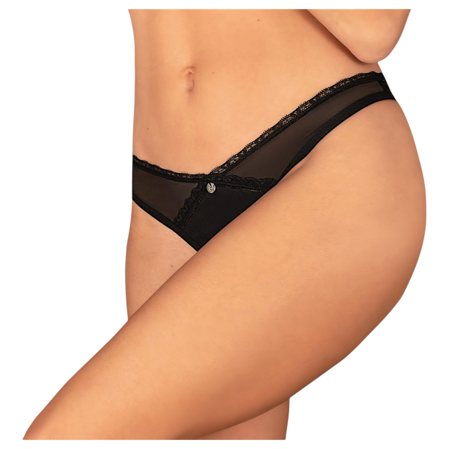 Obsessive - otevřené tanga - černá - XL/XXL