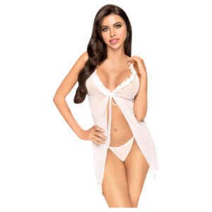 Penthouse - babydoll a tanga - průhledné bílé prádlo - L/XL