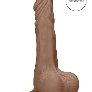RealRock - realistické dildo s varlaty - 17 cm - tmavá tělová barva