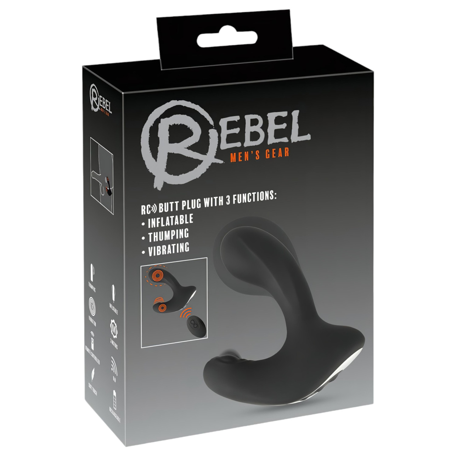 Rebel RC - vibrační anální kolík s dálkovým ovládáním - černý