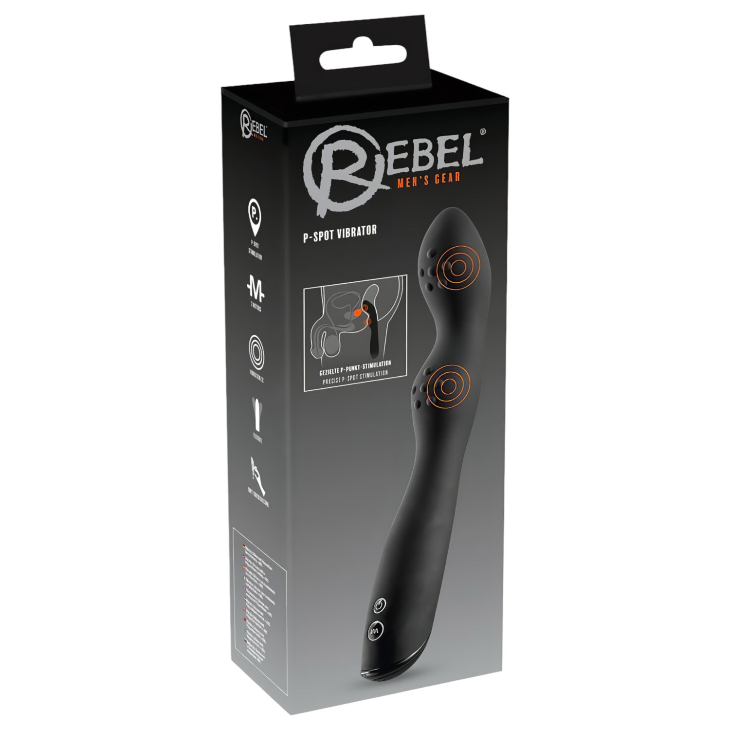 Rebel - vibrátor na prostatu se 2 motory - černý