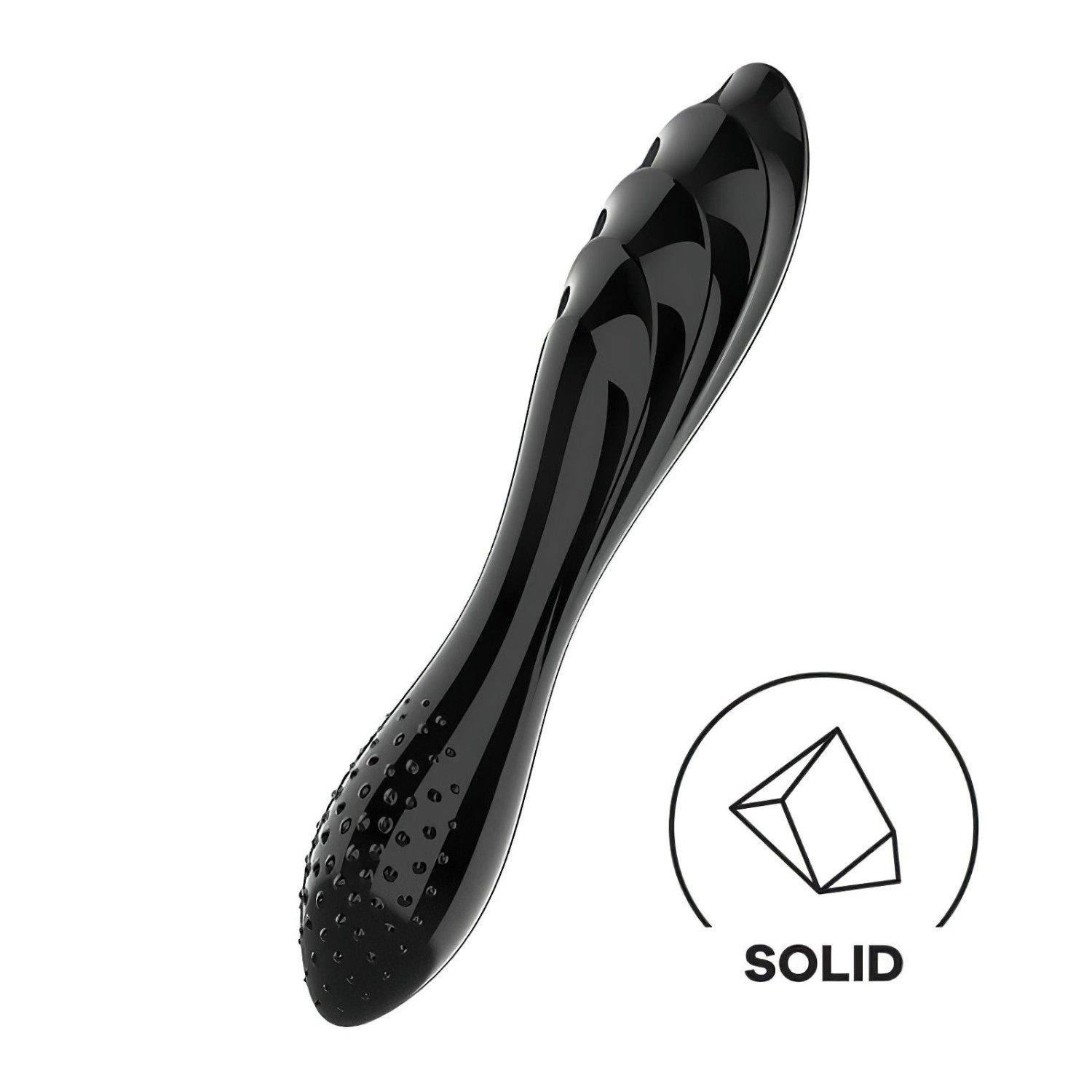Satisfyer Dazzling Crystal 1 - skleněné dildo oboustranné - černé