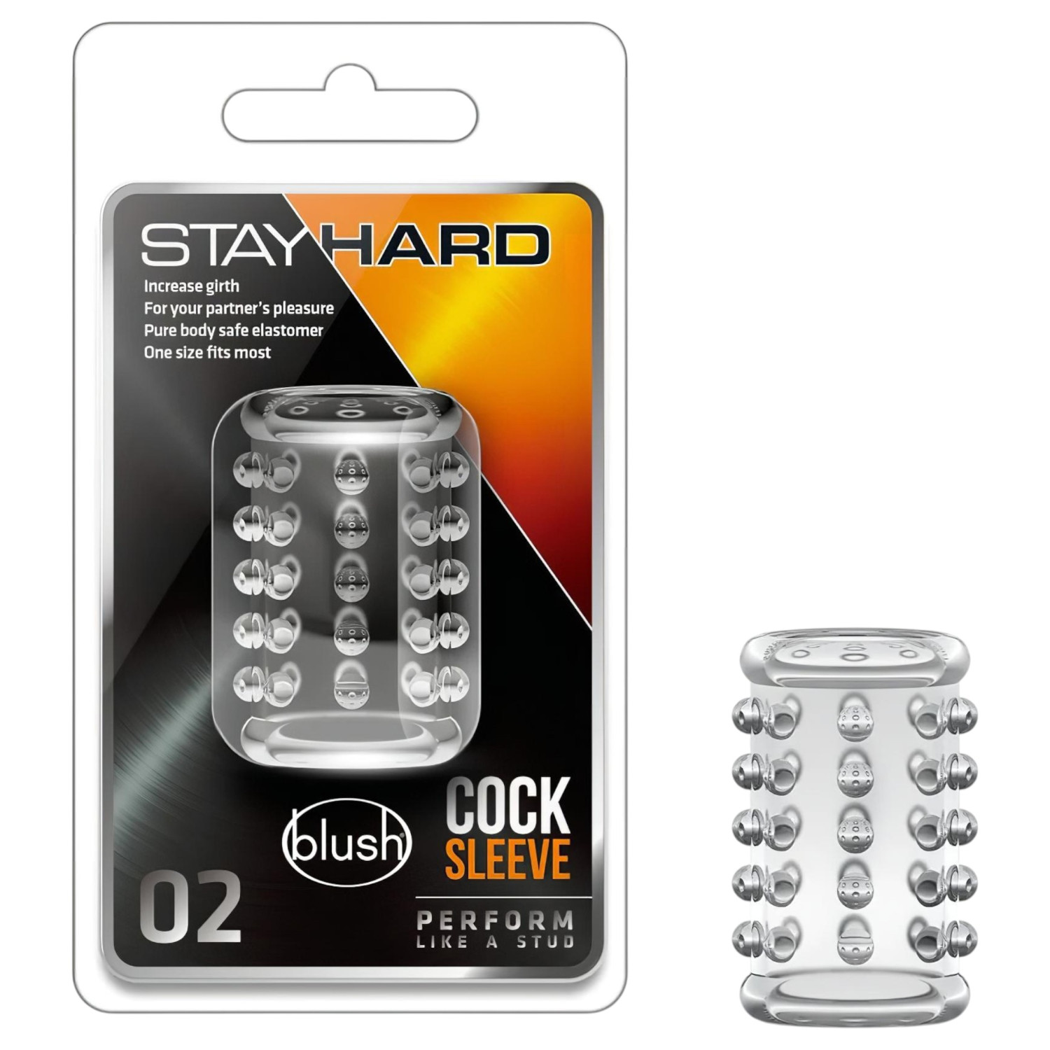 Stay Hard - erekční návlek na penis s výstupky - transparentní