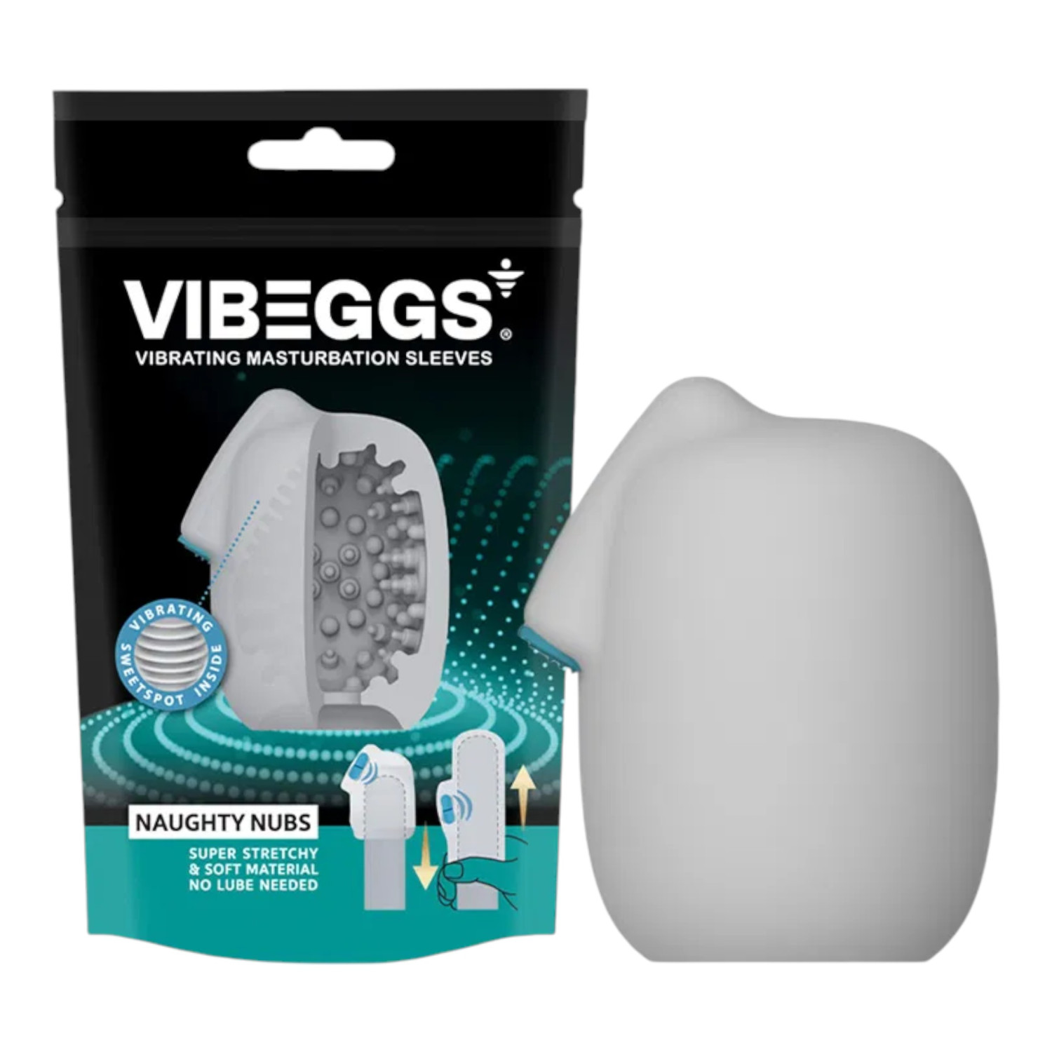 VIBEGGS - vibrační vajíčko masturbátor - s výstupky - bílá