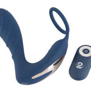 You2Toys - anální vibrátor s erekčním kroužkem na penis - modrý