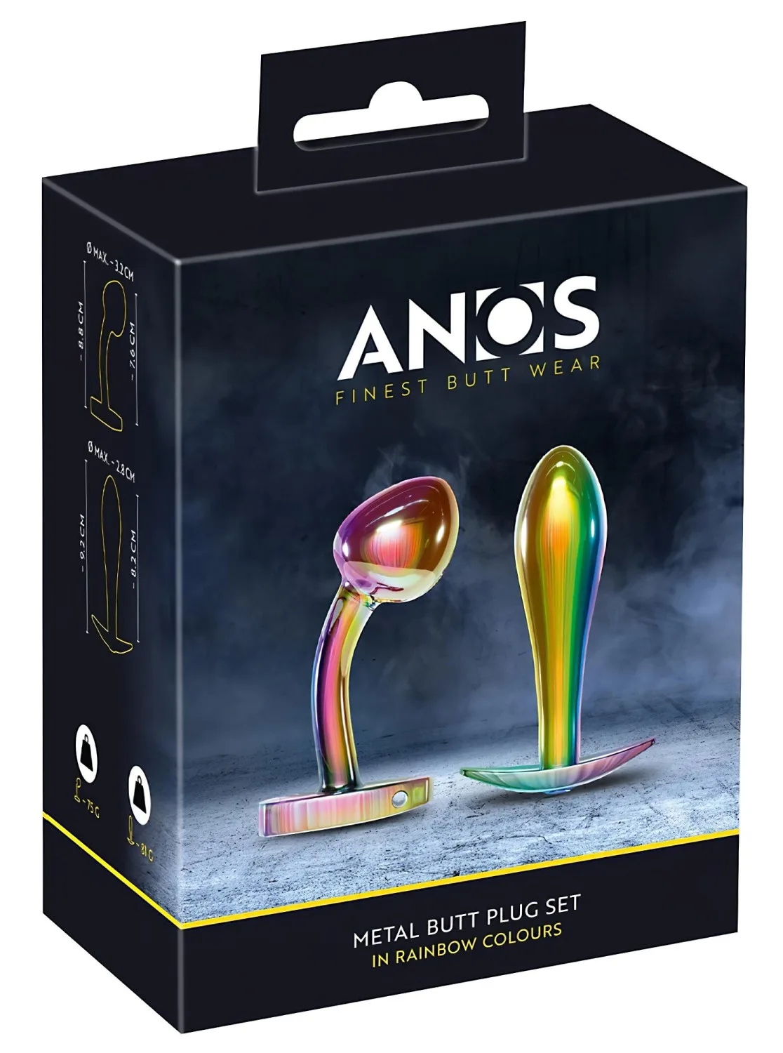 ANOS Metal Rainbow - kovový anální plug set (2dílný)