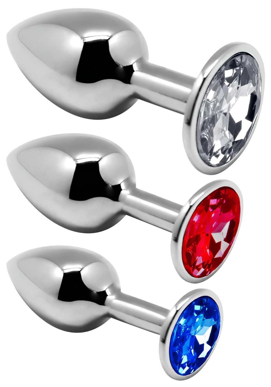 Alive - anální plug set - kovový - stříbrný