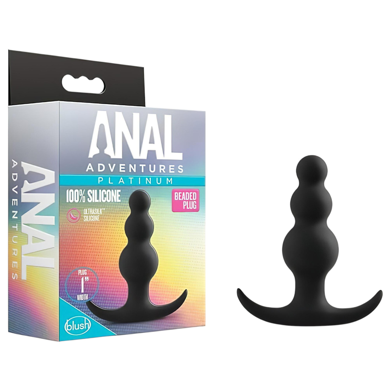 Anal Adventures Platinum - anální kolík s korálky - černý