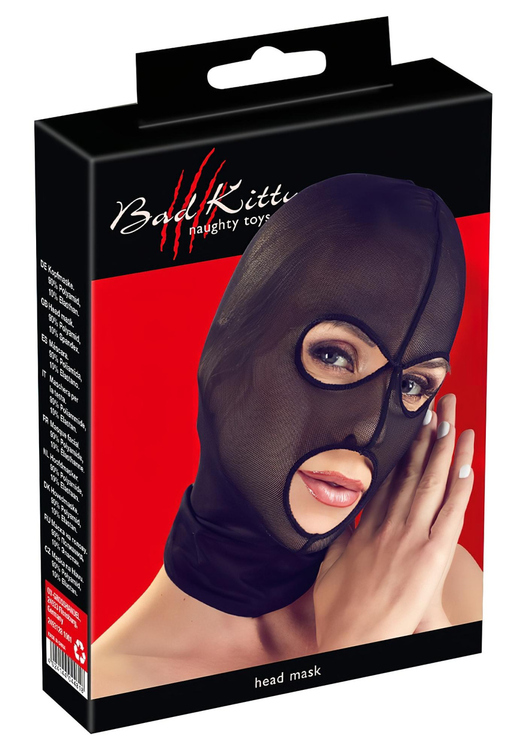 Bad Kitty - erotická maska na orální sex - síťovaná černá