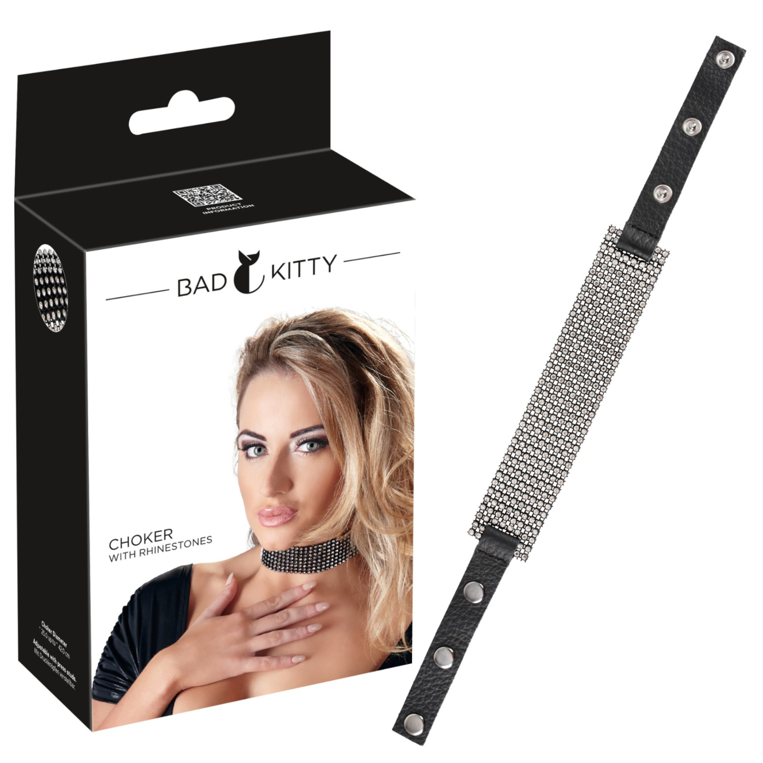 Bad Kitty - obojek s kamínky - černý