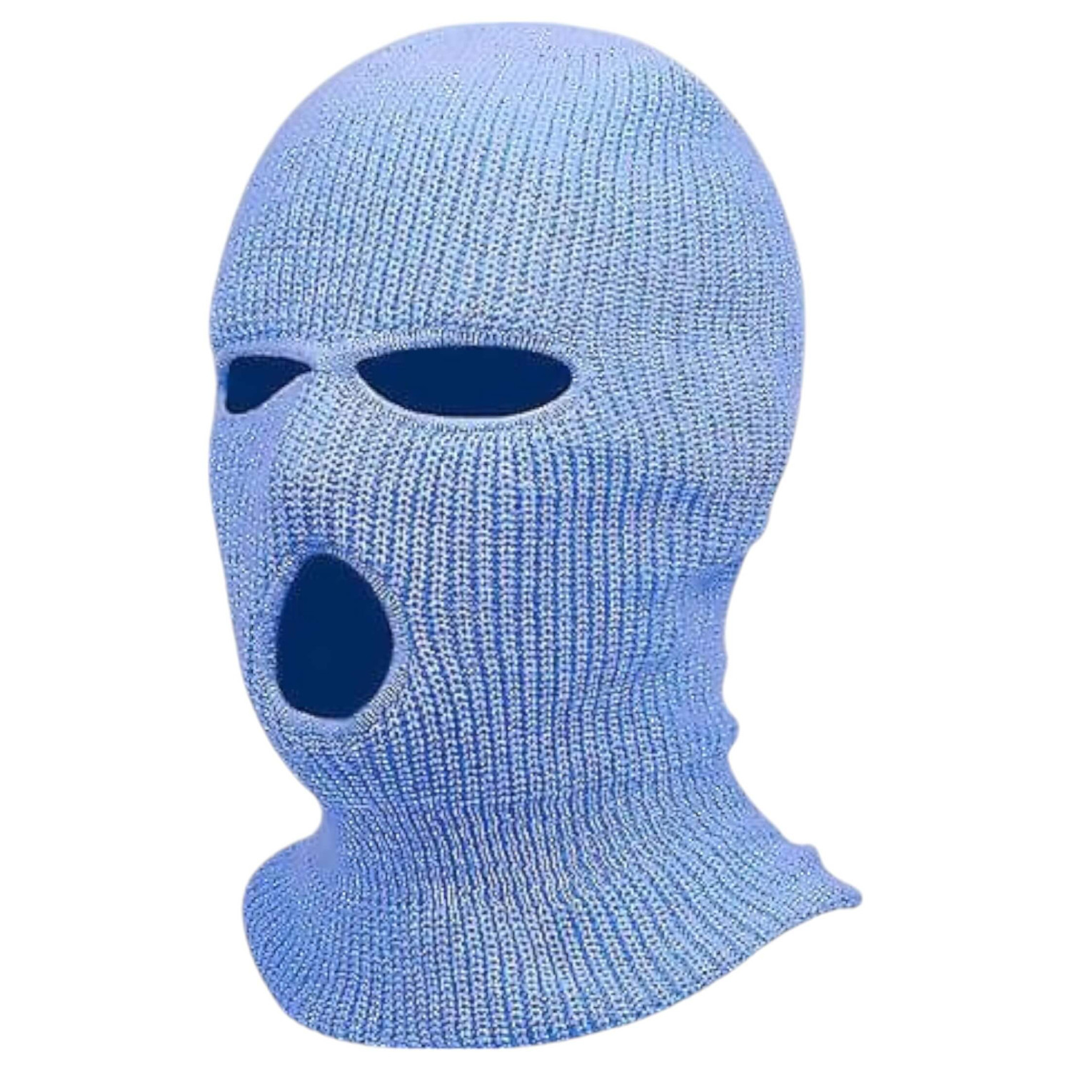 Balaclava - pletená orální maska se 3 otvory - modrá