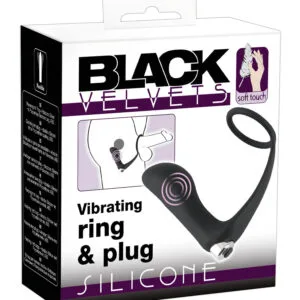 Black Velvets - anální vibrátor s erekčním kroužkem - černý