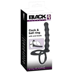 Black Velvets - erekční a penisový kroužek s análním dildem - černý
