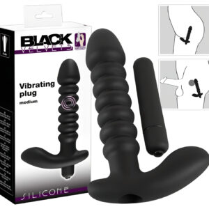 Black Velvets - vibrátor s drážkami - střední - černý