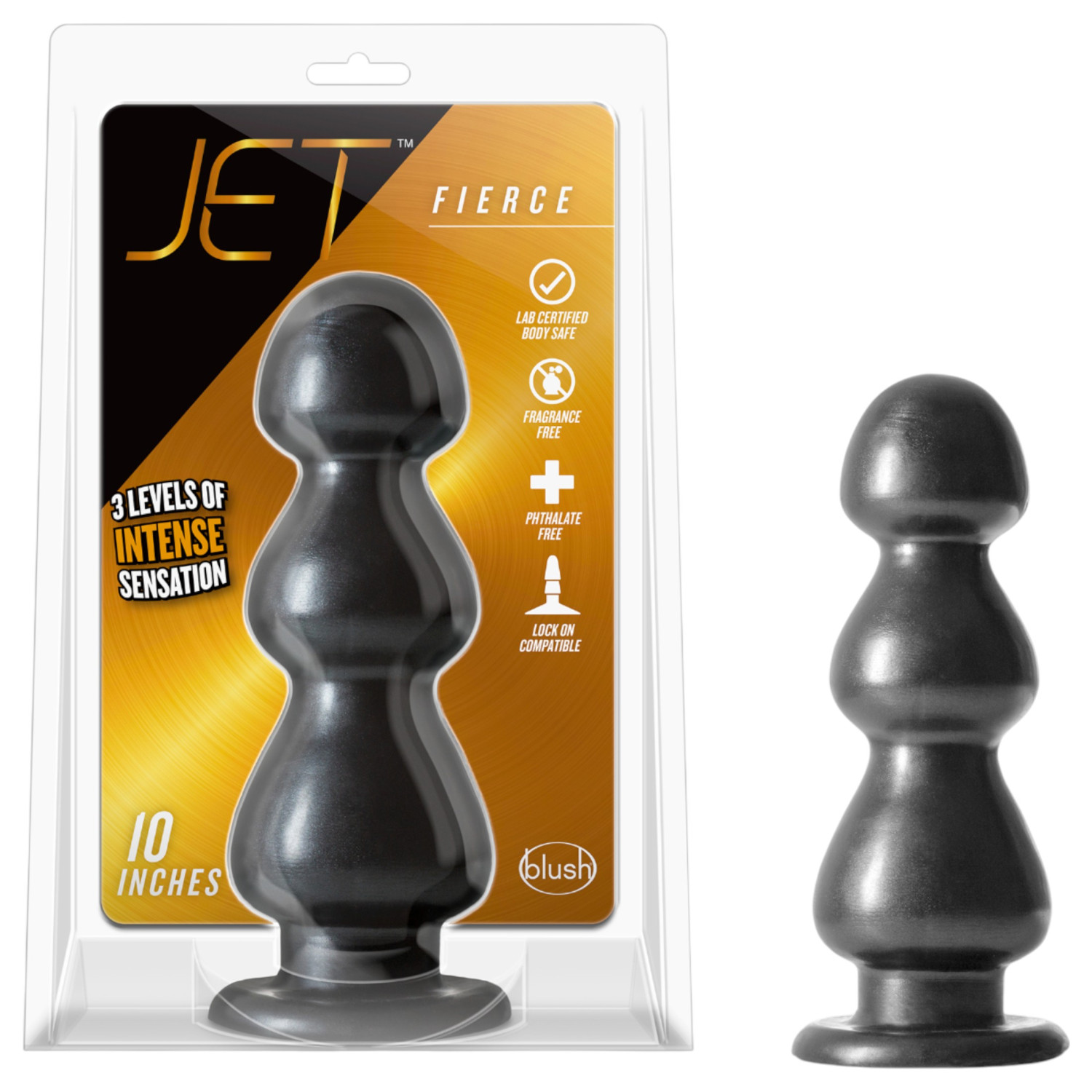 Blush Jet - dildo s přísavkou a perlami - černý