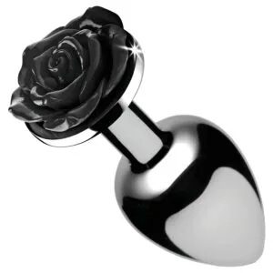 Booty Sparks Black Rose - hliníkový anální kolík (stříbrno‑černý)