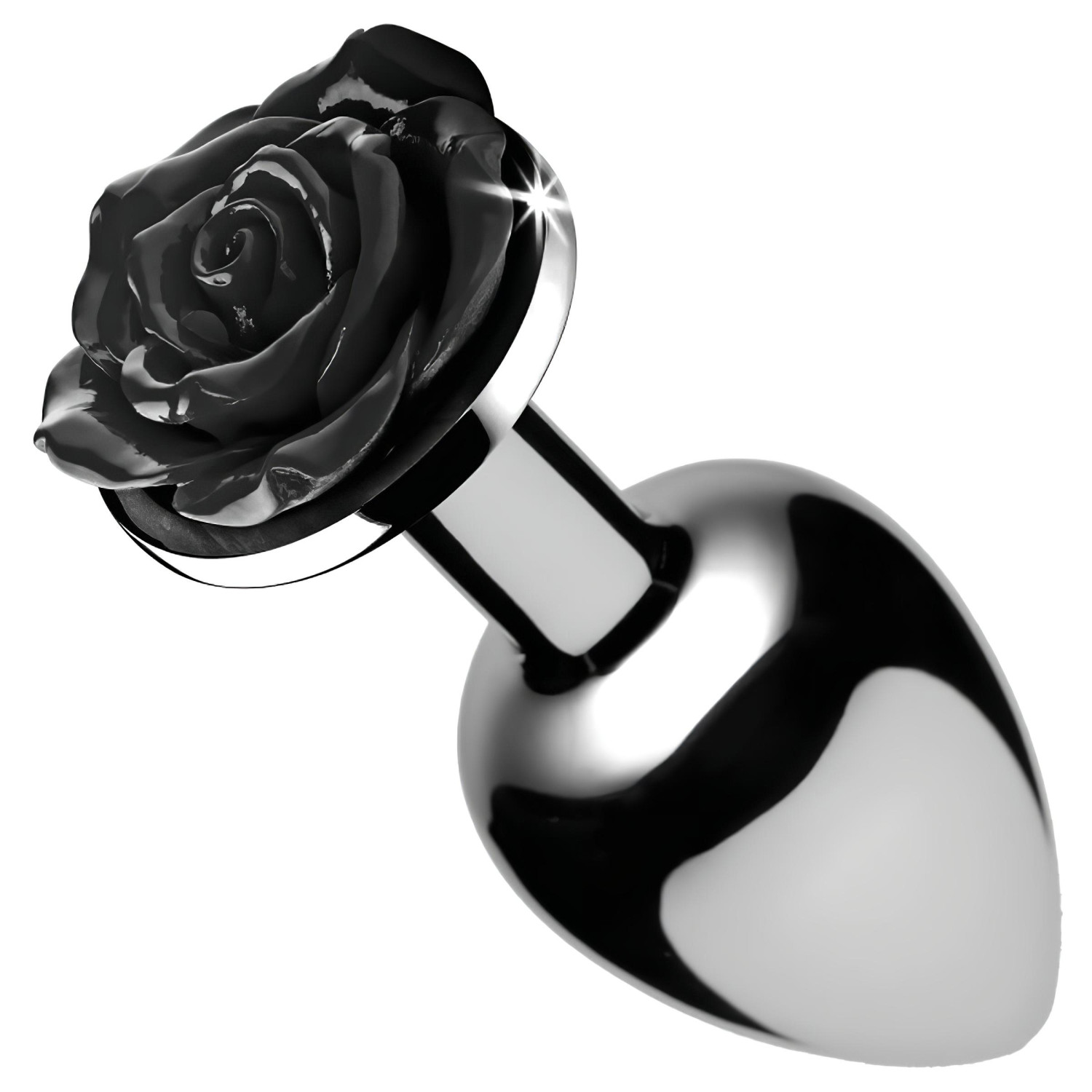 Booty Sparks Black Rose - hliníkový anální kolík (stříbrno‑černý)