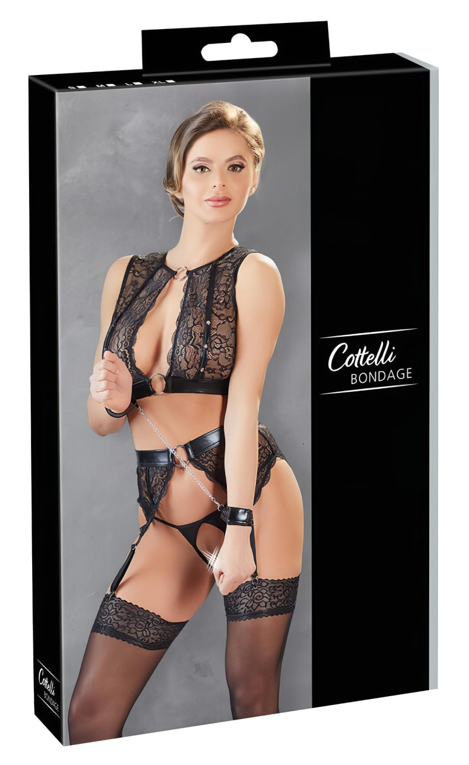 Cottelli Bondage - krajková sada spodního prádla - 4dílná - L