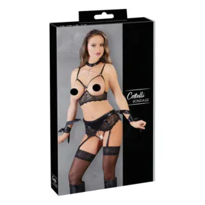 Cottelli Bondage - sada krajkového prádla - 5 dílů - XL