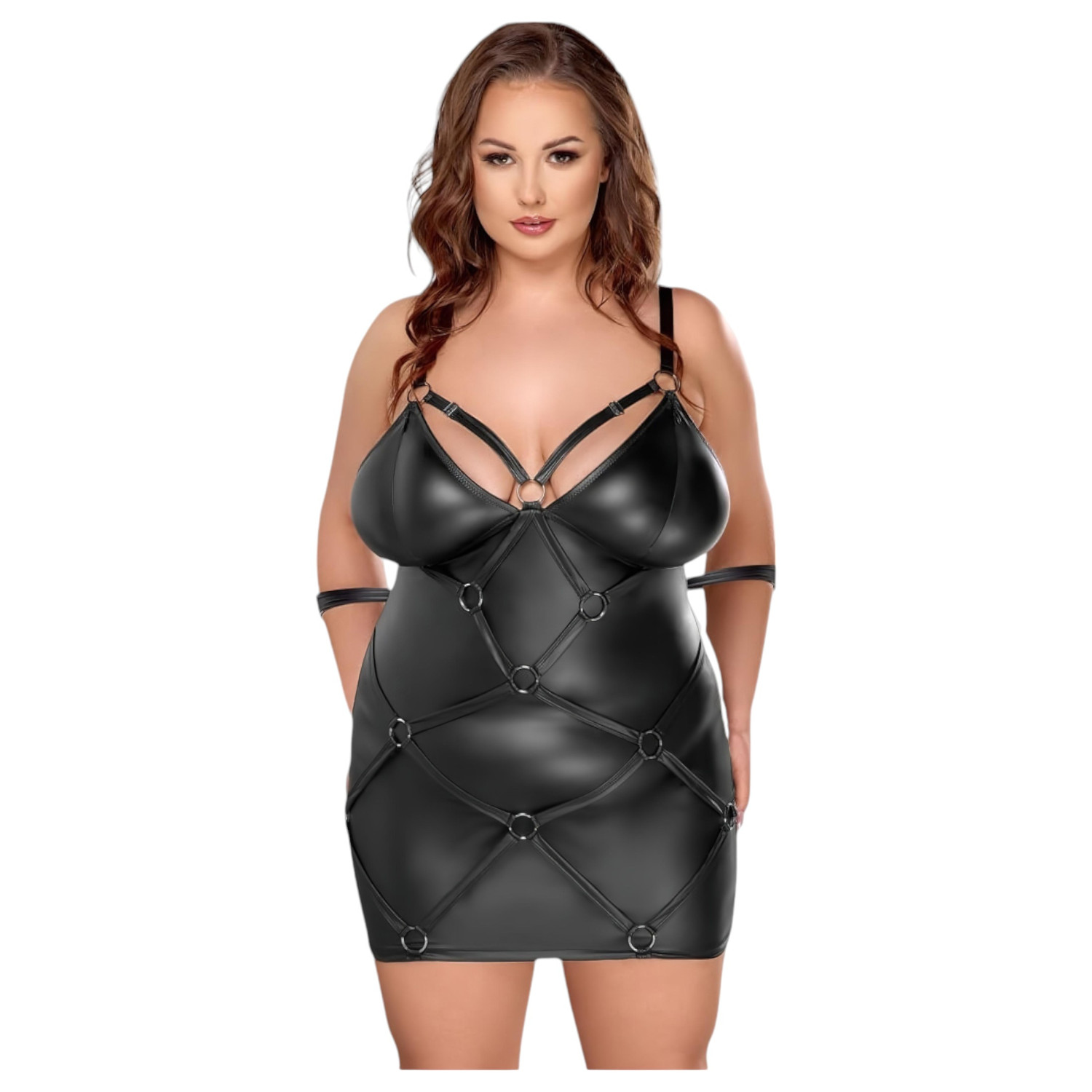 Cottelli Plus Size - šaty s pouty - černá