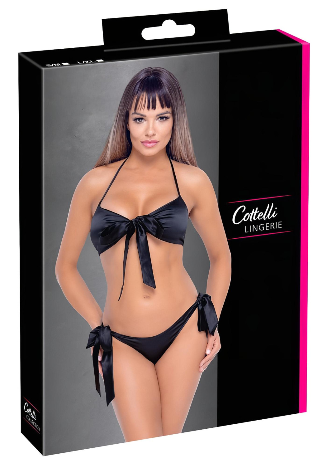 Cottelli - sada podprsenka ve stylu bikin (černá)