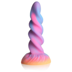 Creature Cocks - svítící jednorožčí dildo - silikon - fialovo-růžové