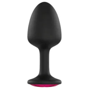 Dorcel Geisha Plug Ruby M - anální kolík s růžovým kamínkem (černý)