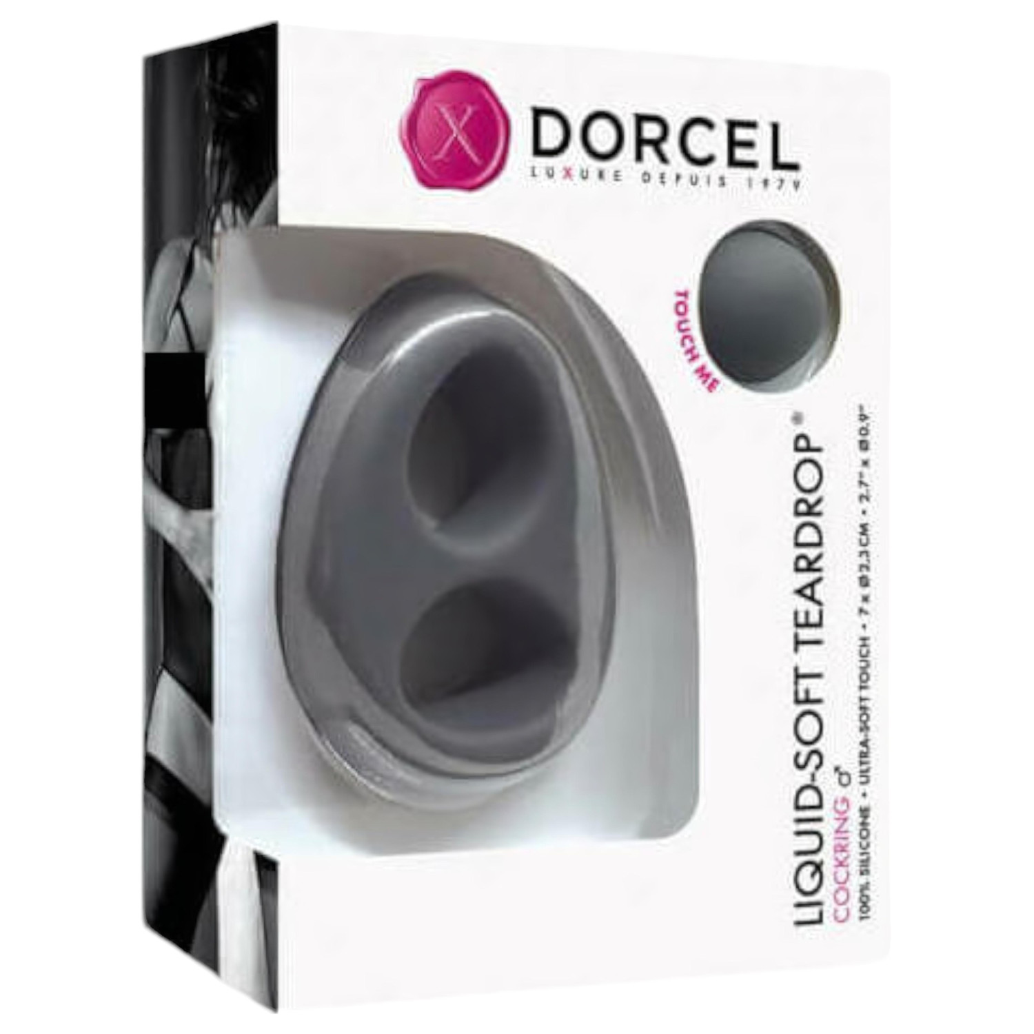 Dorcel - erekční kroužek - tekutě měkký kapkovitý tvar - silikon šedý