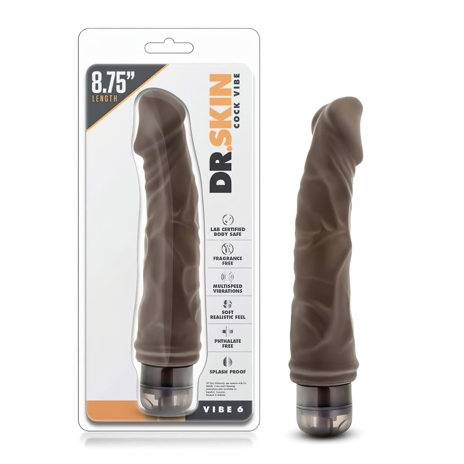 Dr. Skin Vibe No.6. - realistický vibrátor - hnědý