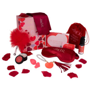 Dreamtoys Amour - sada s vibrátorem ve tvaru srdce (červená)