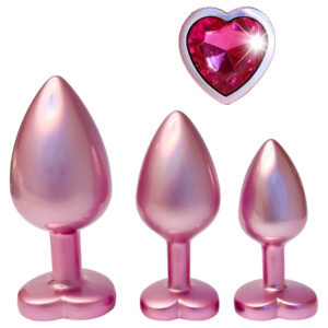 Dreamtoys Gleaming Love - sada análních špuntů se srdíčky (růžová)