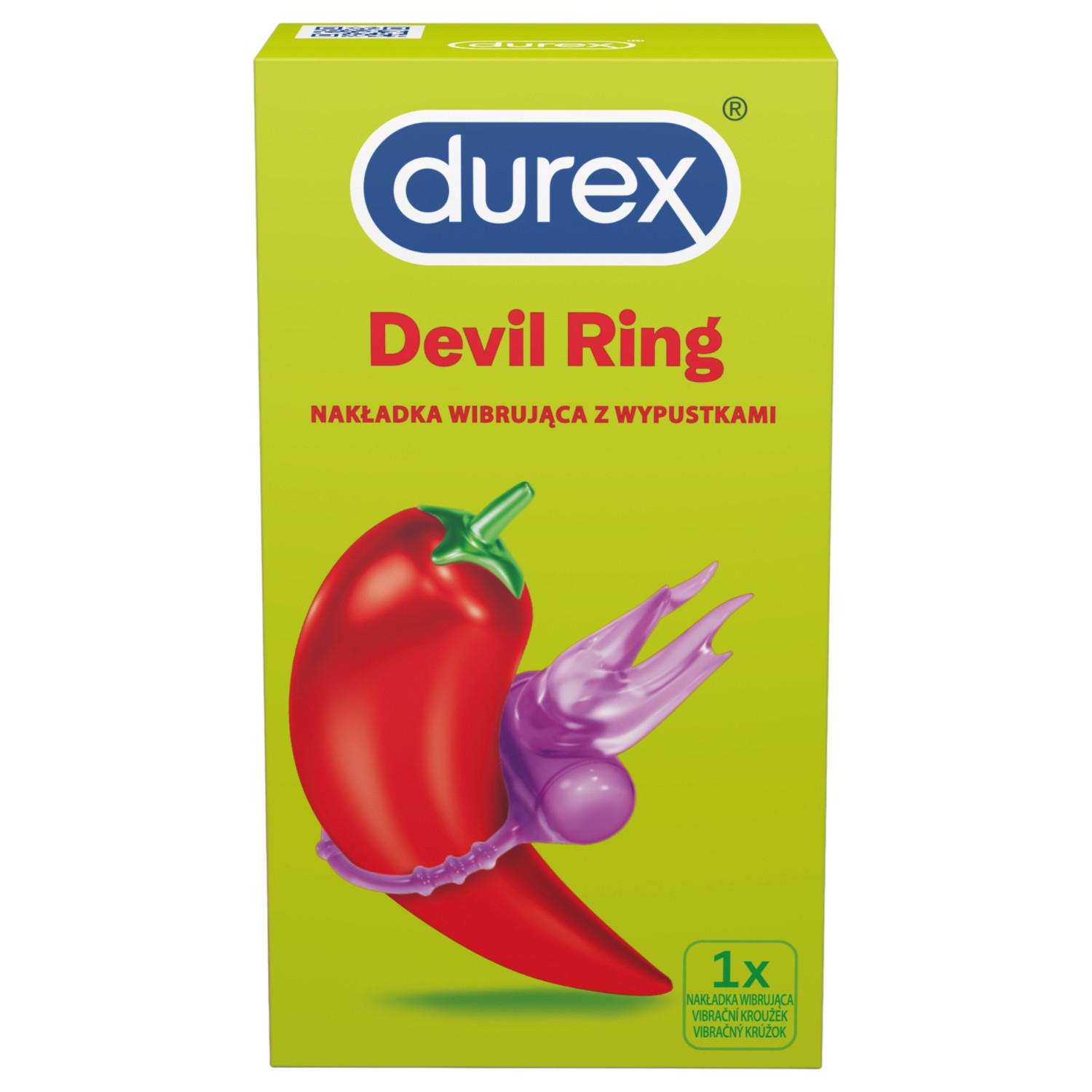 Durex - vibrační erekční kroužek - ďáblík - fialový