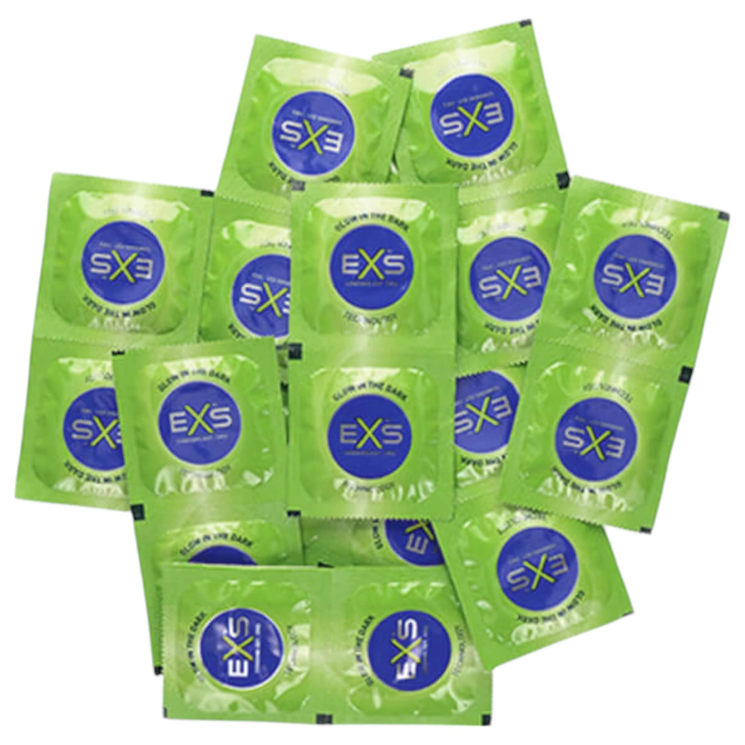 EXS Glow - latexový kondom svítící ve tmě (100 ks)