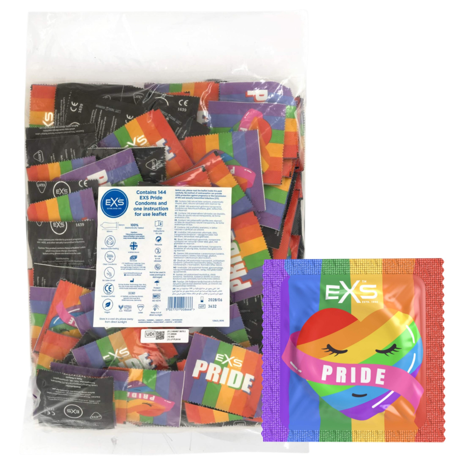 EXS - latexový kondom Pride - 144 kusů