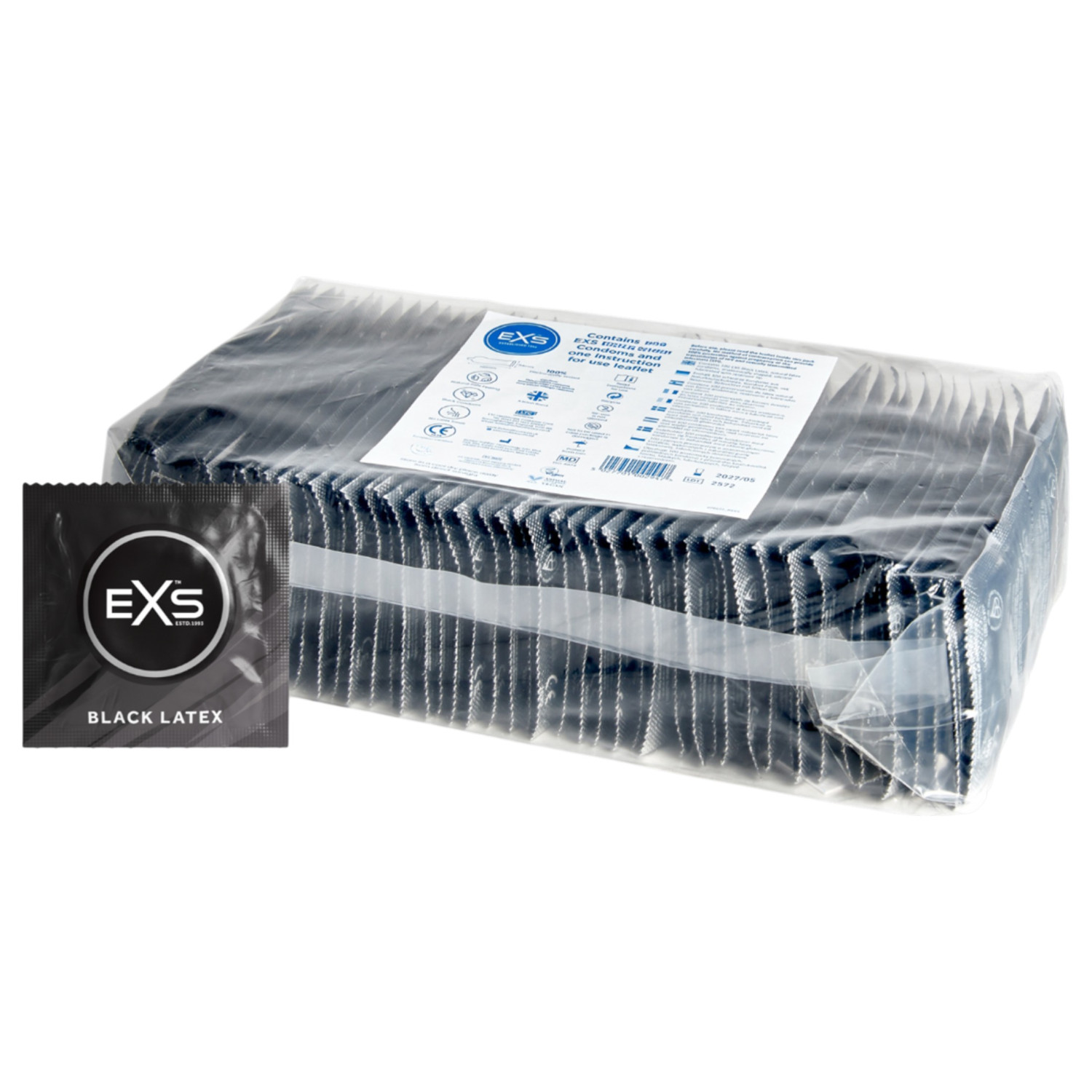 EXS - latexový kondom - černý - 100 ks