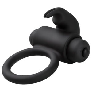 EasyToys - vibrační erekční kroužek s králíčkem - černý