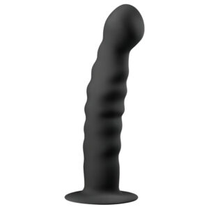 Easytoys - anální dildo s přísavkou - žebrované - černé 14 cm