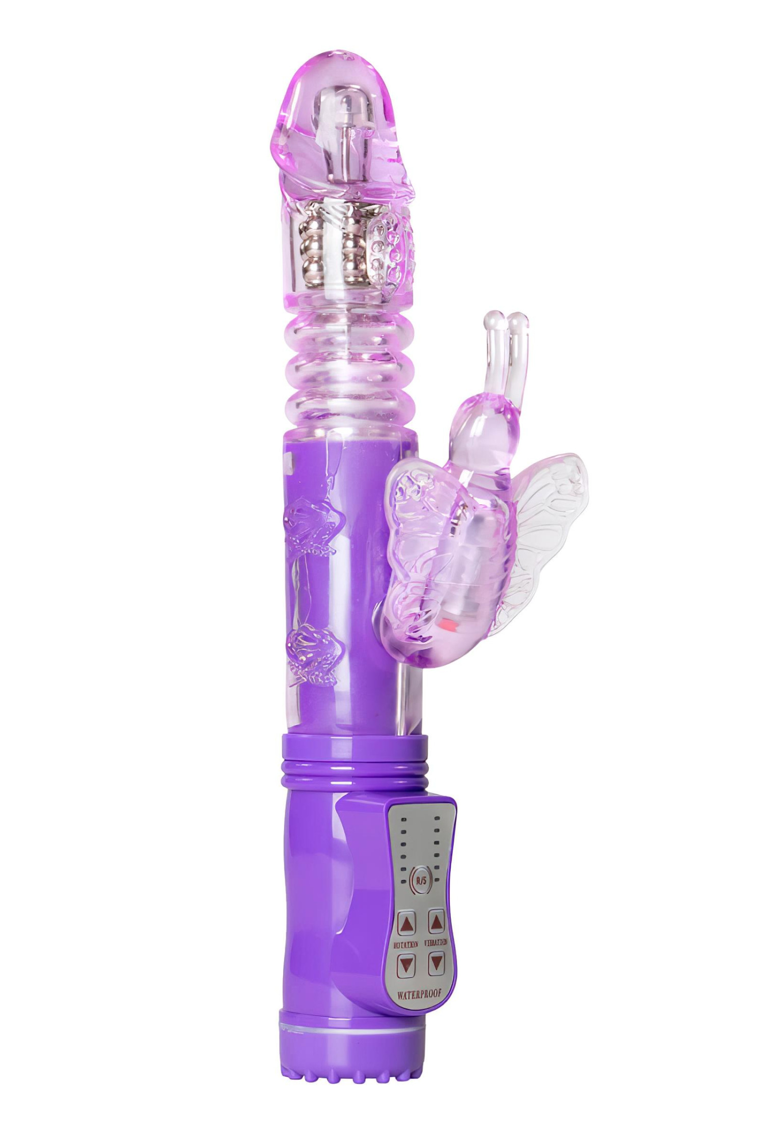 Easytoys - rotační a přirážecí vibrátor motýl - fialový