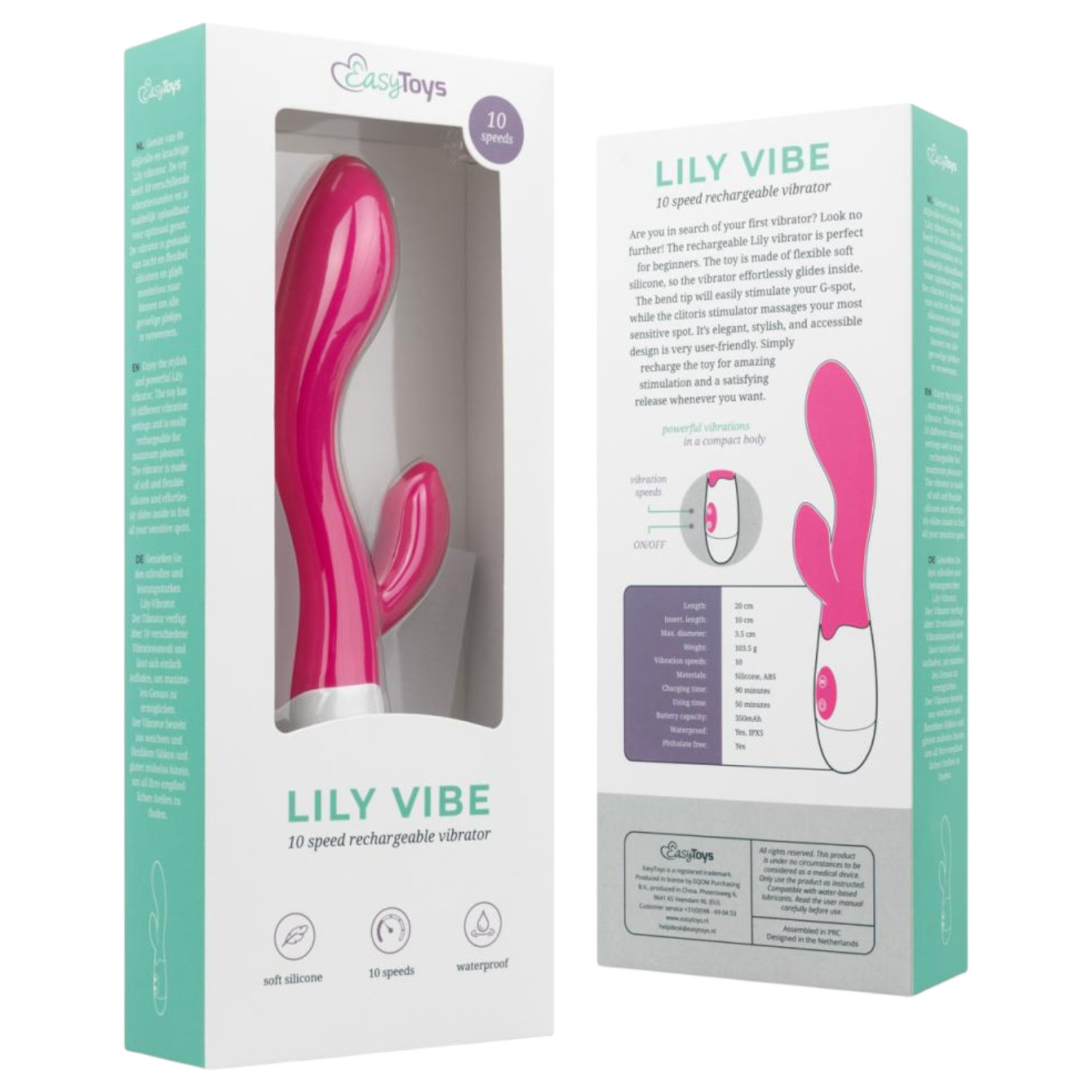 Easytoys - vibrátor s ramenem na klitoris - dobíjecí - růžový