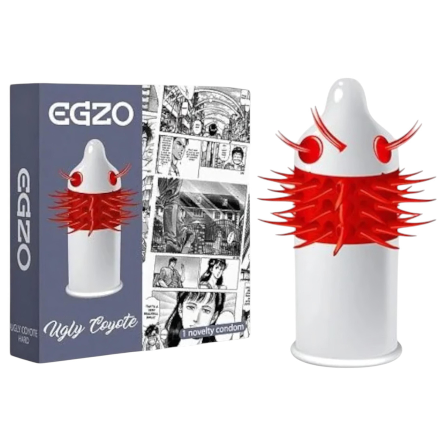 Egzo Ugly Coyote - kondom s dlouhými hroty - 1 kus