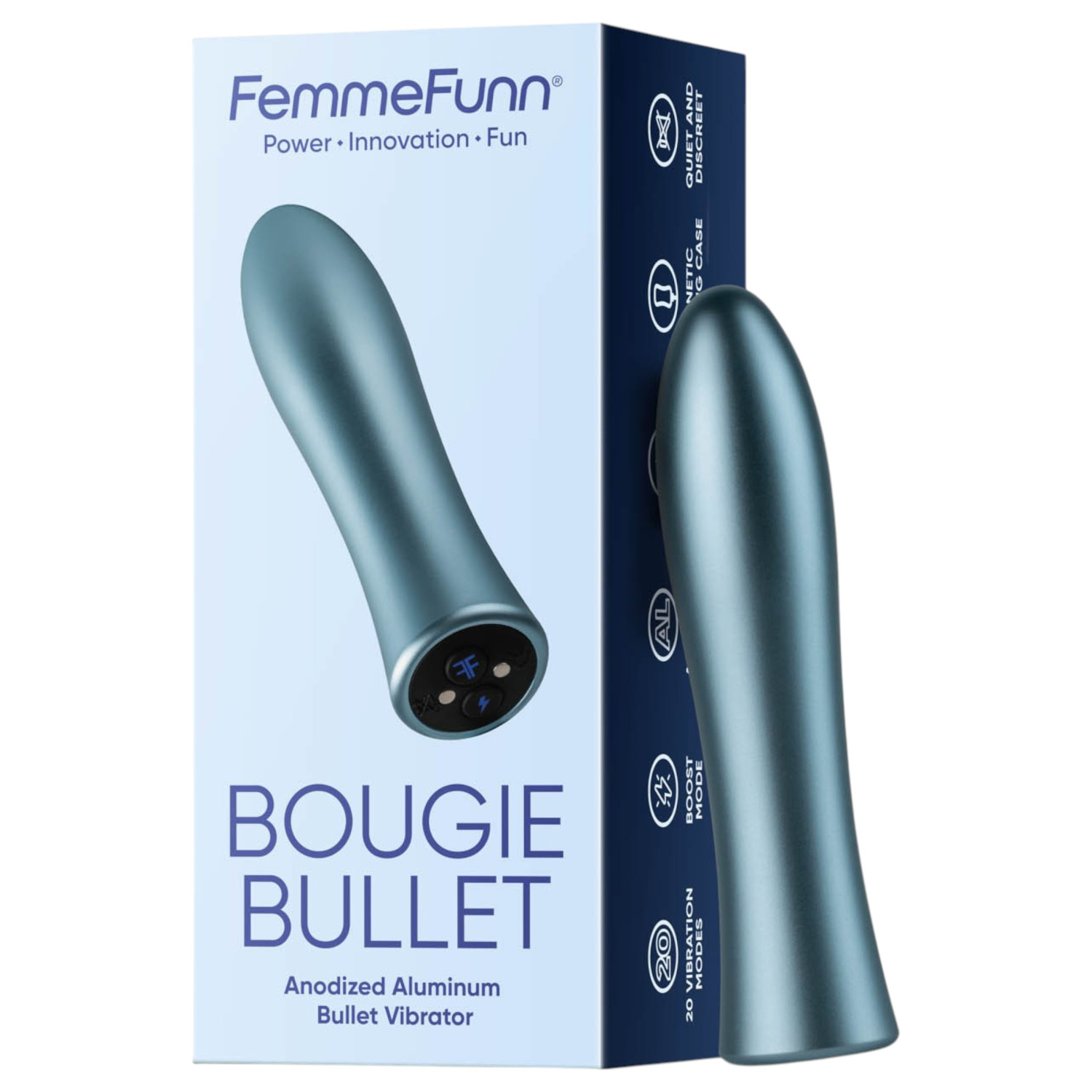 FemmeFunn Bougie - vibrátor z hliníku - prémiový - stříbrný